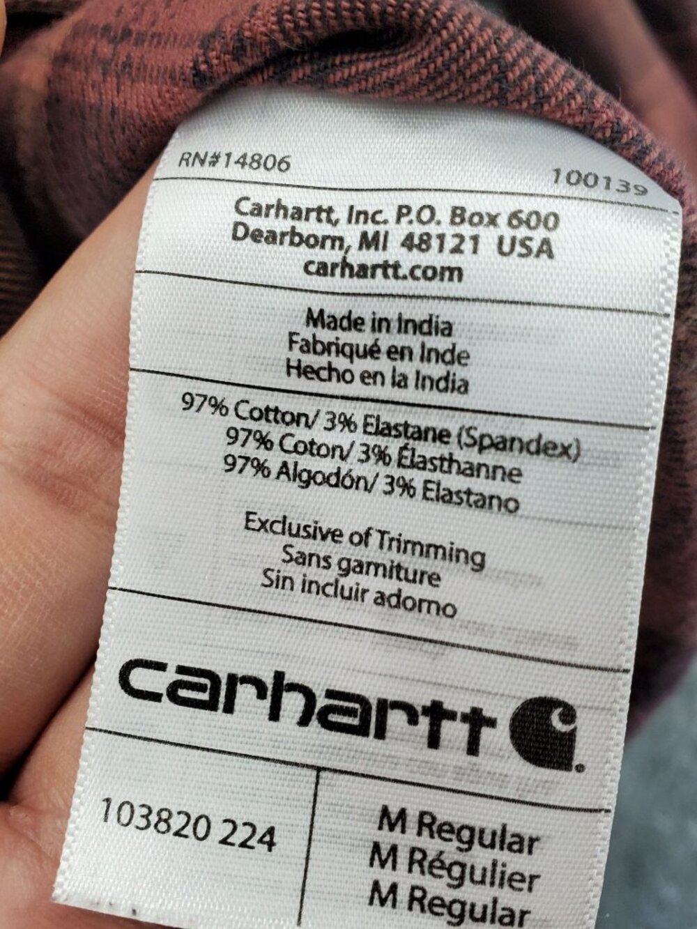 Carhartt Shirt Mens Medium Brown Plaid Relaxed Fit Button-Up Long Sleeve Casual - Picture 3 of 6